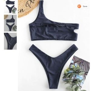 ZAFUL One Shoulder Cut Out Bralette Bikini Set